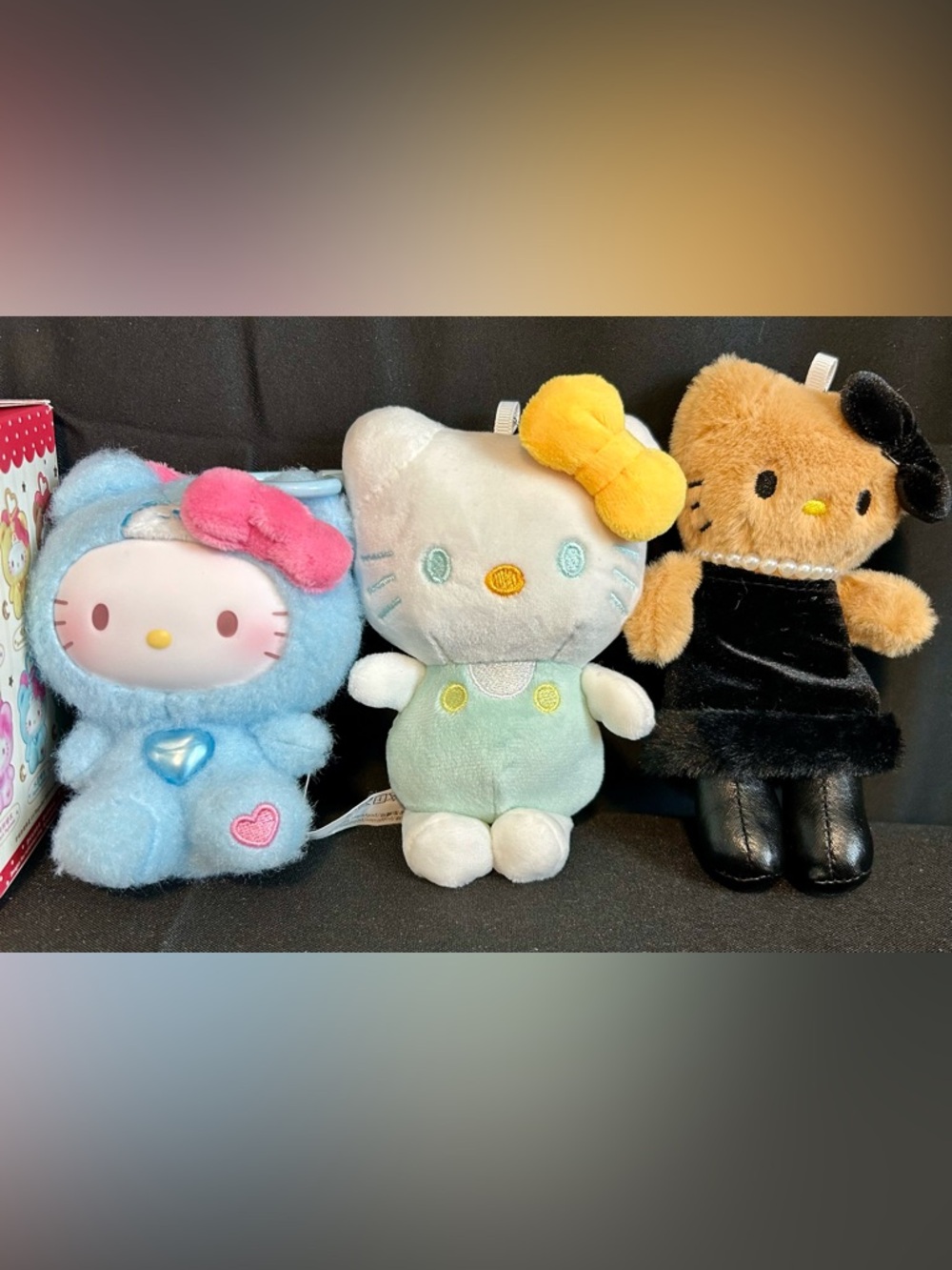 Hello Kitty Teddy Pajamas Aqua and 2 plush keychains